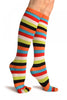 Red, Green & White Stripes & Printed Smiles Knee High Toe Socks