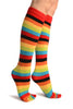 Red, Green & Yellow Stripes & Printed Smiles Knee High Toe Socks