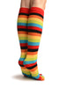 Red, Green & Yellow Stripes & Printed Smiles Knee High Toe Socks