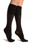 Black With Frilly Top Knee High Socks