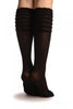 Black With Frilly Top Knee High Socks