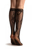 Gladiolus Flowers Black Lace Knee High Socks