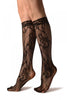 Gladiolus Flowers Black Lace Knee High Socks