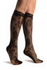 Sunflowers Black Lace Knee High Socks