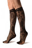 Sunflowers Black Lace Knee High Socks