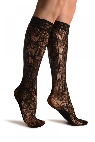 Cyber Mesh Black Lace Knee High Socks