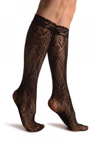 Black Versailles Lace Knee High Socks