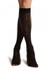Black With Non Transparent Floral Seam Knee High Socks