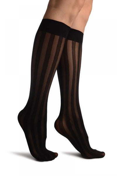 Black Vertical Stripes Knee High Socks