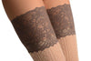 Beige Diamond Crochet Knit With Wide Lace Trim