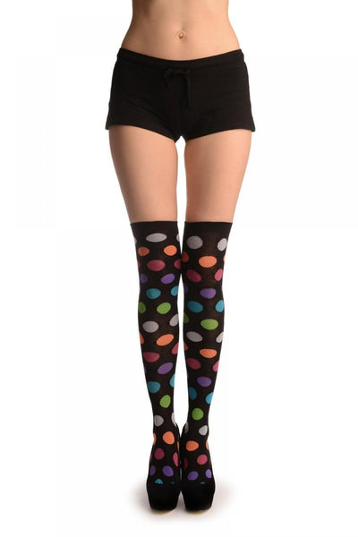 Black With Woven Rainbow Polka Dots