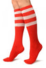 White Stripes On Red (Referee) Socks Knee High