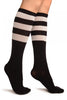 White Stripes On Black (Referee) Socks Knee High