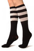 White Stripes On Black (Referee) Socks Knee High