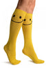 Yellow With Woven Happy Faces Knee High Socks