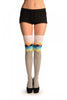 Grey With Pink Harlequin Top Over The Knee Socks