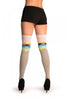 Grey With Pink Harlequin Top Over The Knee Socks