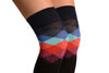 Black With Oxford Blue Harlequin Top Over The Knee Socks