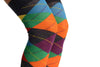 Orange, Purple, Green, Red & Blue Argyle Over The Knee Socks