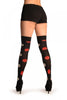 Black With Red And White Smiling Balls Over The Knee Socks