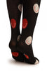 Black With Red And White Smiling Balls Over The Knee Socks