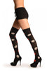 Black With Red And White Smiling Balls Over The Knee Socks