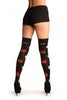 Black With Red And White Smiling Balls Over The Knee Socks