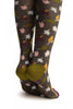 Grey With Autumn Leaves Over The Knee Socks