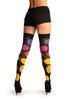 Black With Large Rainbow Polka Dots Over The Knee Socks