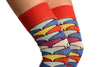 Red With Rainbow Scale Over The Knee Socks
