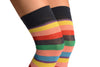 Rainbow Stripes With Purple Over The Knee Socks