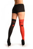 One Red & One Black With Reversed Tiles & Stripes Over The Knee Socks