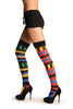 Asymmetrical With Horizontal And Vertical Stripes Over The Knee Socks