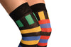 Asymmetrical With Horizontal And Vertical Stripes Over The Knee Socks