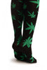 Black With Green Leaves and Stripes Over The Knee Socks