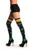 Black With Green Leaves and Stripes Over The Knee Socks