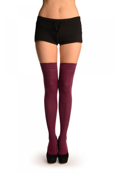 Plain Maroon Over The Knee Socks