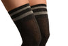 Dark Grey With Silver Lurex & Stripes Over The Knee Socks