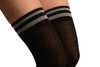 Black With Silver Lurex & Stripes Over The Knee Socks