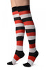 White, Red And Black Stripes Over The Knee Socks