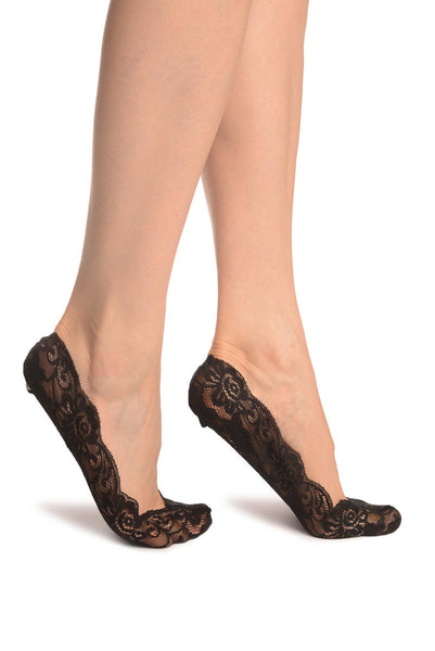 Black All Over Floral Lace Footies
