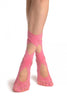 Pink Stretch Lace Ballet Pointe Footies