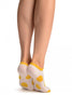 White With Large Yellow Polka Dot Footies Socks
