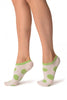 White With Large Green Polka Dot Footies Socks