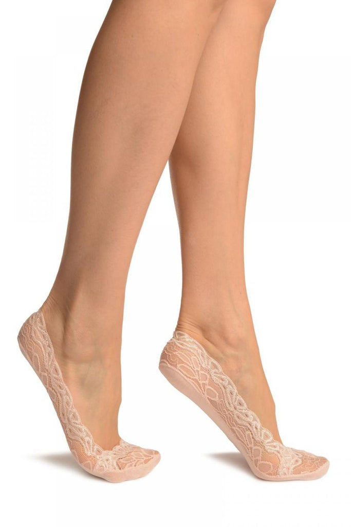 Cream Flower Petals Lace With Silicon Grip & Cotton Sole Footsies