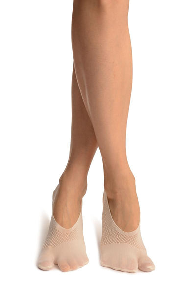 White Diagonal Stripes Mesh Four & One Separate Toes Footsies