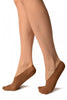 Brown Diagonal Stripes Mesh Four & One Separate Toes Footsies
