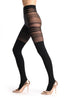 Striped Sock With Transparent Net & Opaque Horizontal Stripes Top