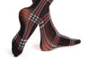 Red Black & White Checkered Sock With Transparent Top