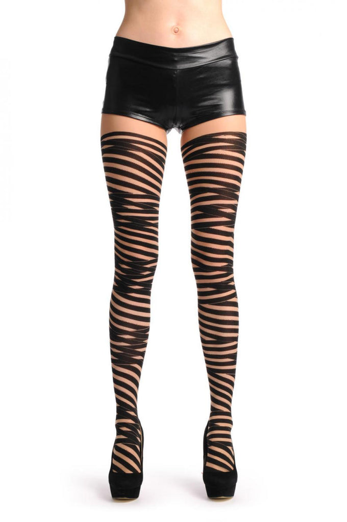Black Sheer Wrapping Stripes On Nude
